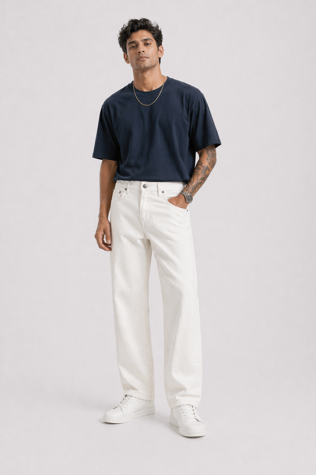 Cloud White Washed Corduroy