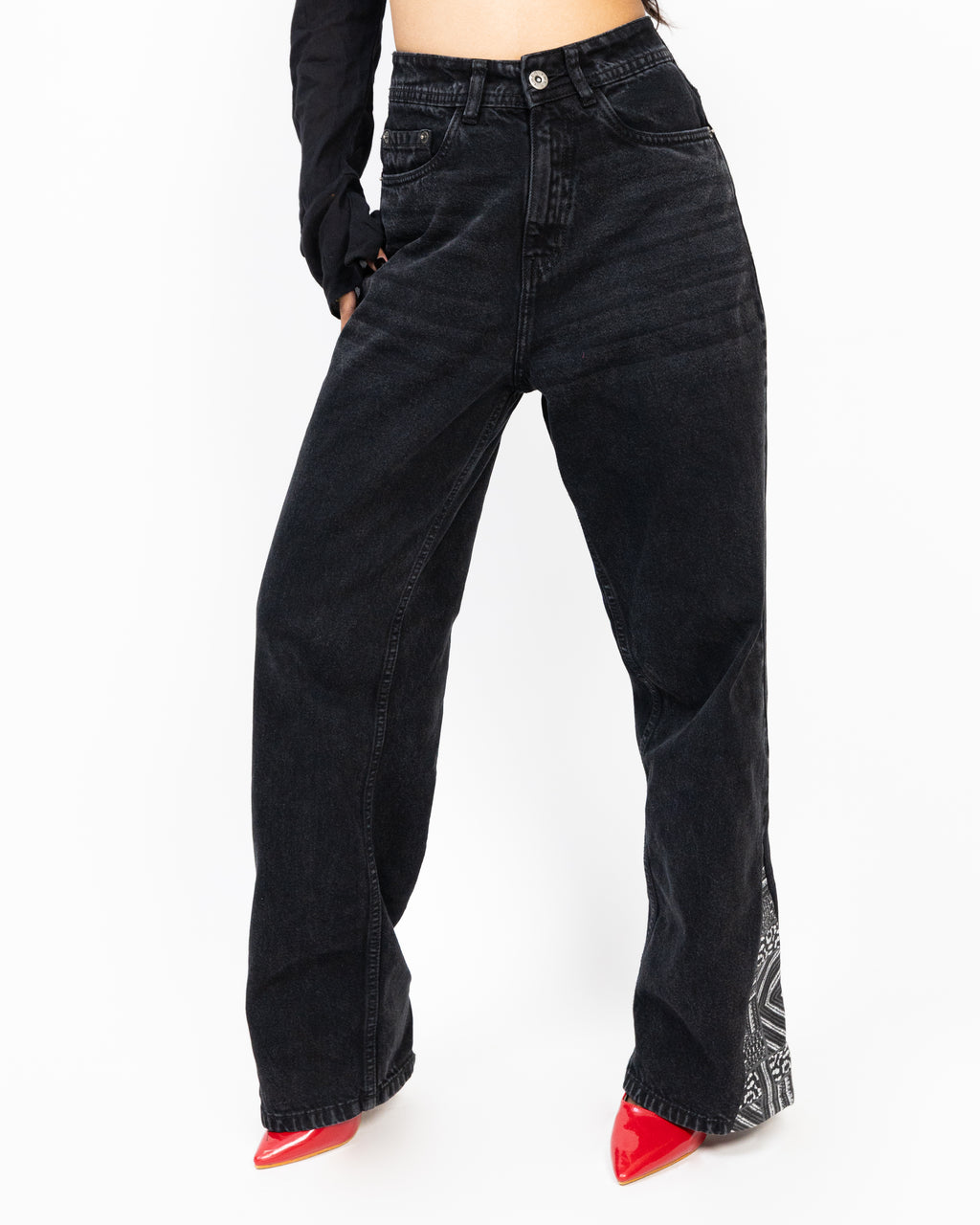 Bandhani Patchwork Black Denim