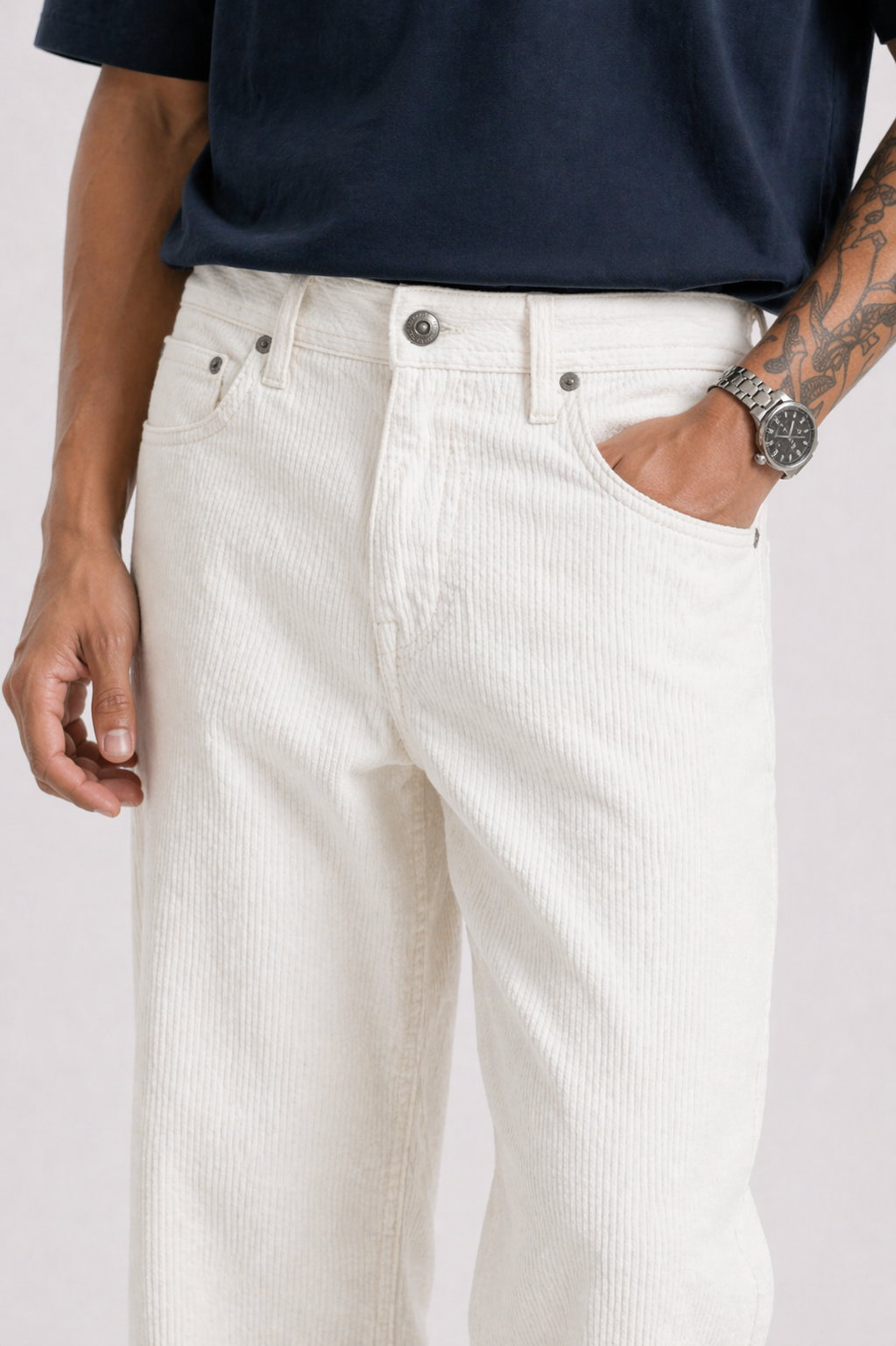 Cloud White Washed Corduroy