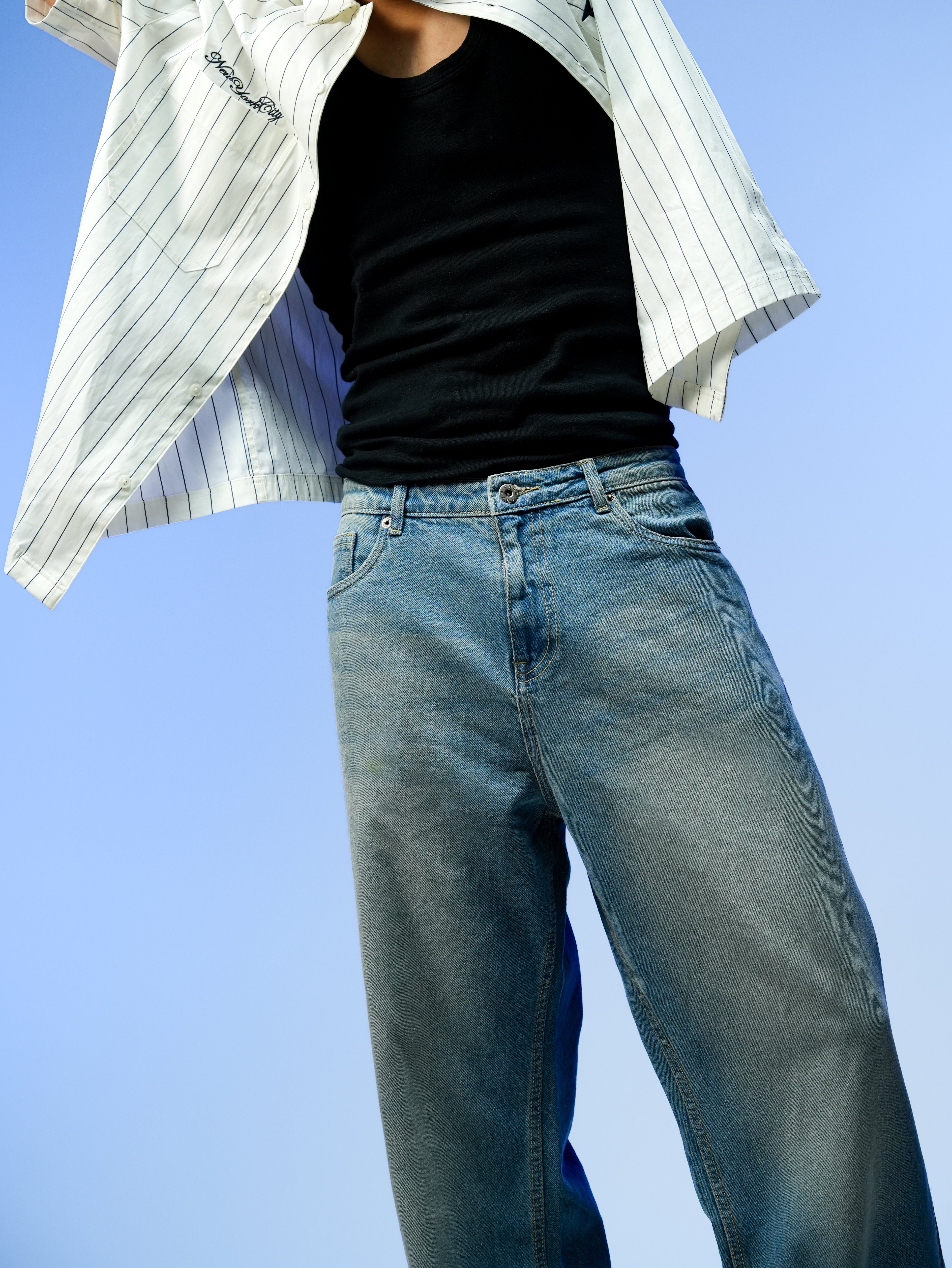 Sky Blue Cuffed Denim